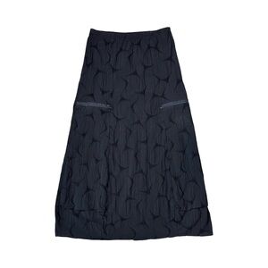 Blanque Black Embroidered Crinkle Cargo Utility Maxi Skirt Lagenlook Size 4